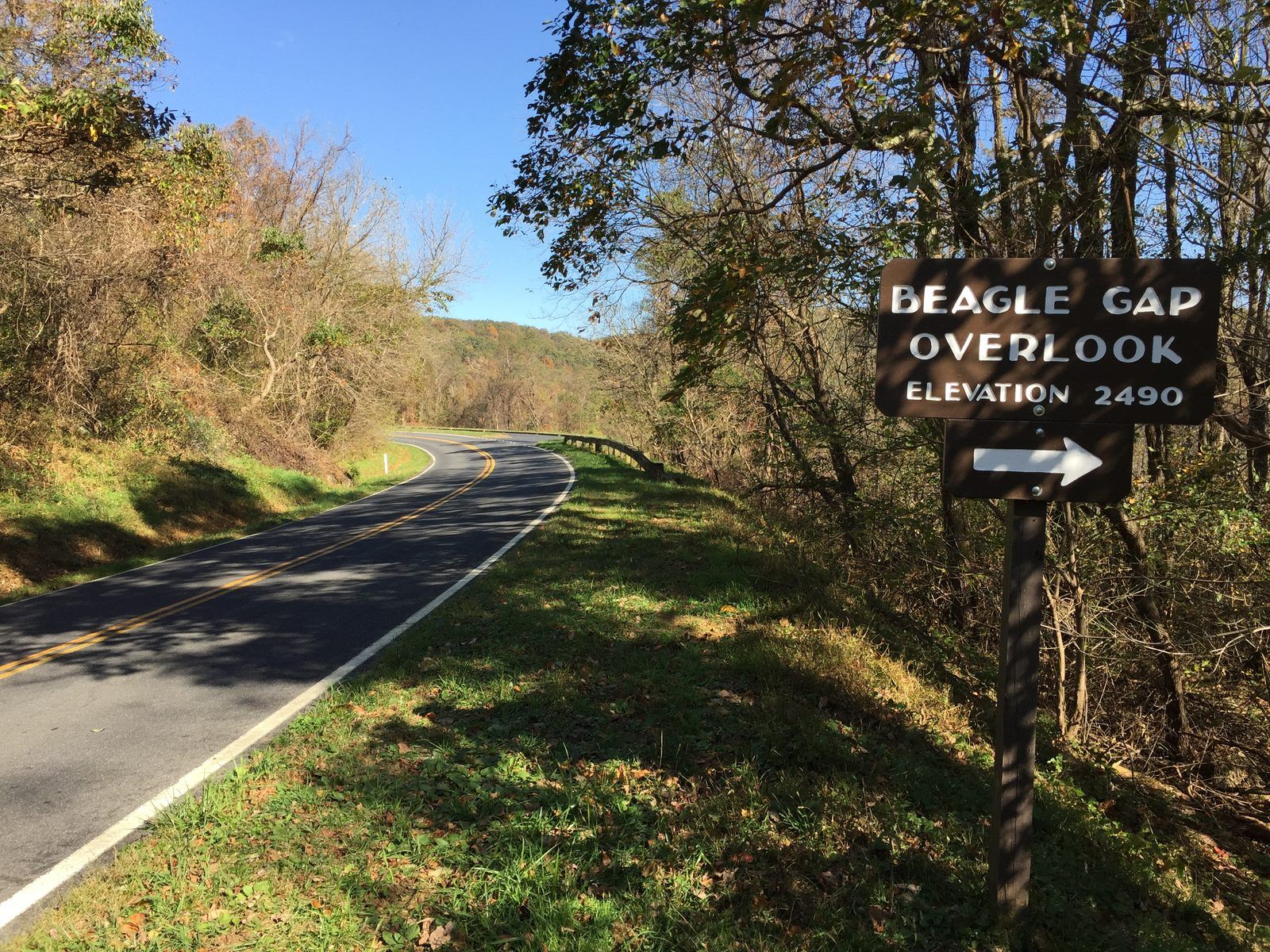 2016-10-24 10 58 43 Sign for the Beagle Gap Overlook along Shenandoah National Park's Skyline Drive in Albemarle County, Virginia